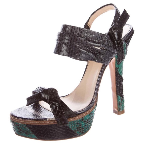 PRADA black snake leather twist knot block sandals heels ✨ - Picture 3 of 16